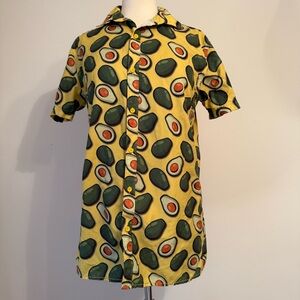 Avocado Print Button Down Short Sleeve Shirt